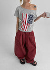 Mirong Printed One-shoulder Short-sleeved T-shirt