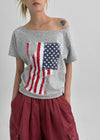 Mirong Printed One-shoulder Short-sleeved T-shirt