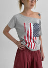 Mirong Printed One-shoulder Short-sleeved T-shirt