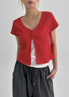 Elton Gold Button Slit Short Sleeve Cardigan