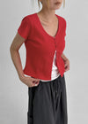 Elton Gold Button Slit Short Sleeve Cardigan