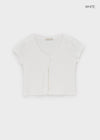 Elton Gold Button Slit Short Sleeve Cardigan