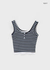 Campten Layered Stripe Button Crop Top