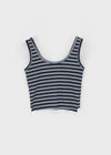 Campten Layered Stripe Button Crop Top