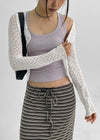 Hong Hong Button Lace Crop Cardigan