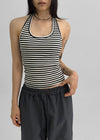 Toureng Stripe Halter Sleeveless (built-in Cap)