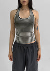Toureng Stripe Halter Sleeveless (built-in Cap)