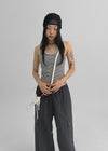 Toureng Stripe Halter Sleeveless (built-in Cap)