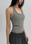 Toureng Stripe Halter Sleeveless (built-in Cap)