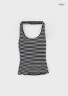 Toureng Stripe Halter Sleeveless (built-in Cap)