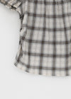 Lancome Off-shoulder Check Crop Short-sleeve Blouse