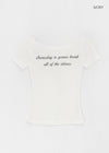 Romken See-through Off-shoulder Lettering Short-sleeve T-shirt