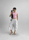 Kanlibel Boatneck Cap Sleeve Cropped Short Sleeve T-shirt