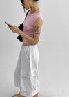 Kanlibel Boatneck Cap Sleeve Cropped Short Sleeve T-shirt