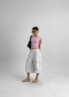 Kanlibel Boatneck Cap Sleeve Cropped Short Sleeve T-shirt