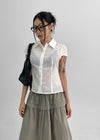Pinton Summer Cap Sleeve Striped Short Sleeve Shirt