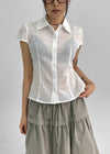 Pinton Summer Cap Sleeve Striped Short Sleeve Shirt