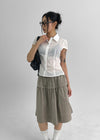 Pinton Summer Cap Sleeve Striped Short Sleeve Shirt