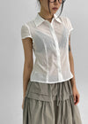 Pinton Summer Cap Sleeve Striped Short Sleeve Shirt