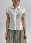 Pinton Summer Cap Sleeve Striped Short Sleeve Shirt