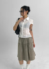 Parane Banding Pleated Midi Skirt