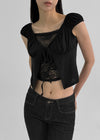Pentat Cap Sleeve Layered Cardigan Short Sleeve T-shirt