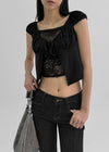 Pentat Cap Sleeve Layered Cardigan Short Sleeve T-shirt