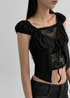 Pentat Cap Sleeve Layered Cardigan Short Sleeve T-shirt