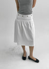 Quilled Eyelet Flare Midi Skirt