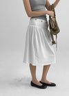 Quilled Eyelet Flare Midi Skirt
