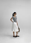 Quilled Eyelet Flare Midi Skirt