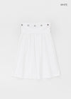 Quilled Eyelet Flare Midi Skirt