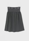 Quilled Eyelet Flare Midi Skirt