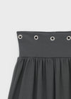Quilled Eyelet Flare Midi Skirt
