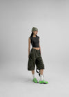 Kanlibel Boatneck Cap Sleeve Cropped Short Sleeve T-shirt
