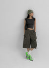 Kanlibel Boatneck Cap Sleeve Cropped Short Sleeve T-shirt
