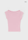 Kanlibel Boatneck Cap Sleeve Cropped Short Sleeve T-shirt