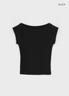 Kanlibel Boatneck Cap Sleeve Cropped Short Sleeve T-shirt