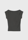 Kanlibel Boatneck Cap Sleeve Cropped Short Sleeve T-shirt