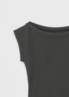Kanlibel Boatneck Cap Sleeve Cropped Short Sleeve T-shirt