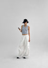 Clup Striped Backless Halter Hooded Sleeveless