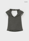 Clup Striped Backless Halter Hooded Sleeveless
