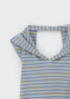 Clup Striped Backless Halter Hooded Sleeveless