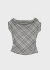 Canpol Drape Sheer Check Off-shoulder Top