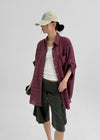 (UNISEX) Zenshell Roll-up Loose Fit Short Sleeve Check Shirt