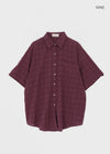 (UNISEX) Zenshell Roll-up Loose Fit Short Sleeve Check Shirt