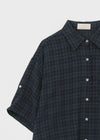 (UNISEX) Zenshell Roll-up Loose Fit Short Sleeve Check Shirt