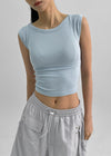 Kanlibel Boatneck Cap Sleeve Cropped Short Sleeve T-shirt