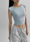 Kanlibel Boatneck Cap Sleeve Cropped Short Sleeve T-shirt
