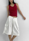 Crooked Two-way Back Banding Bermuda Cargo Pants